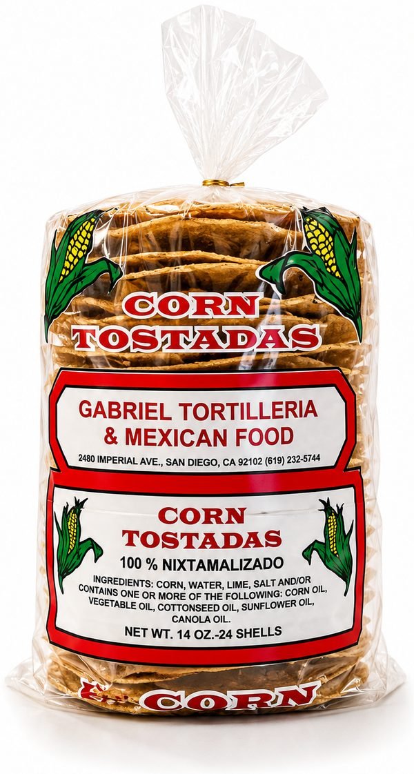 Tostada chueca — bolsa 24 piezas Gabriel Tortillería